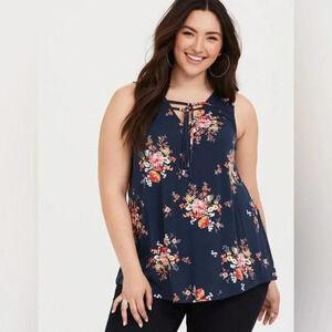 Torrid | Super Soft V-Neck Shirred Ties Tank | Size 3